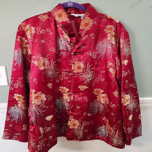 Newport News Red Floral Komono Jacket Size 14